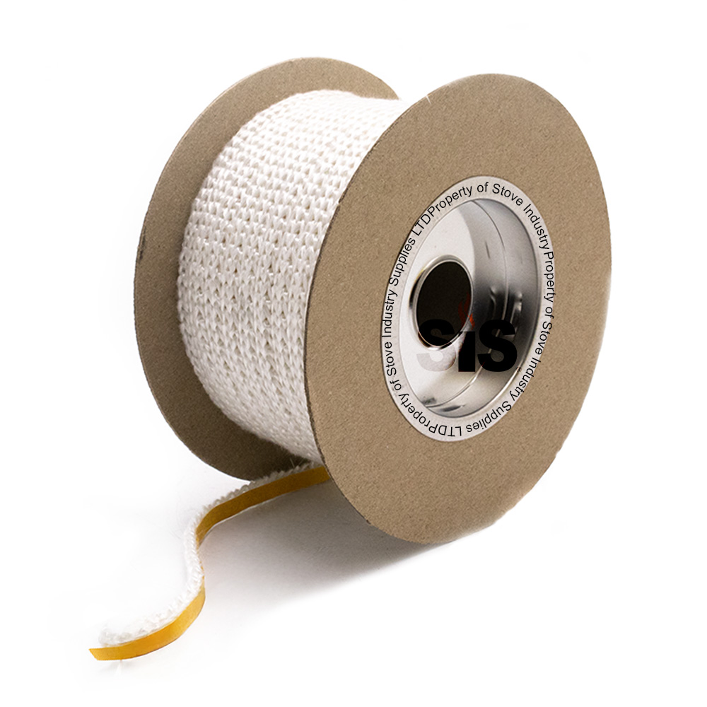 6mm x 3mm White Self-Adhesive Backed Flat Rope Tape - 25m Reel