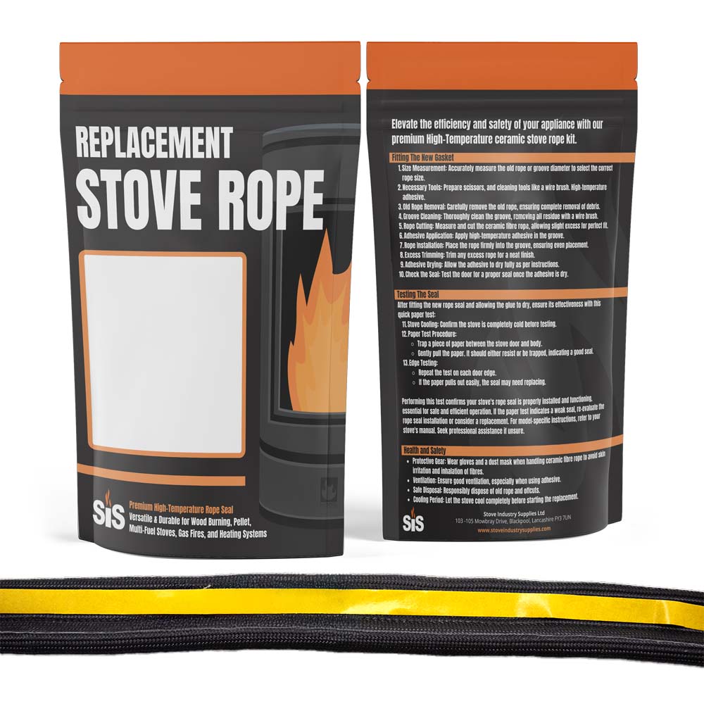 10mm with 15mm Tail Black P Strip 2m Stove Rope Pack