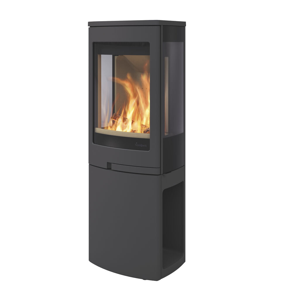 Nordpeis Duo 2, Glass sided Stove on Log Store